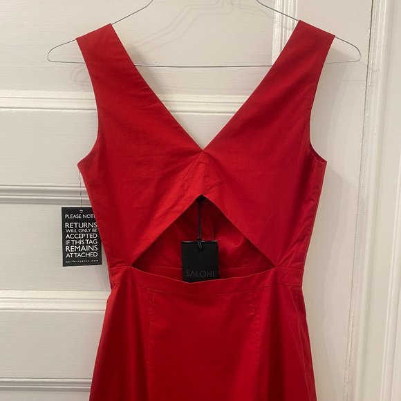 Saloni Zoey Cutout Cotton Blend Poplin Midi Dress - Picture 5 of 9